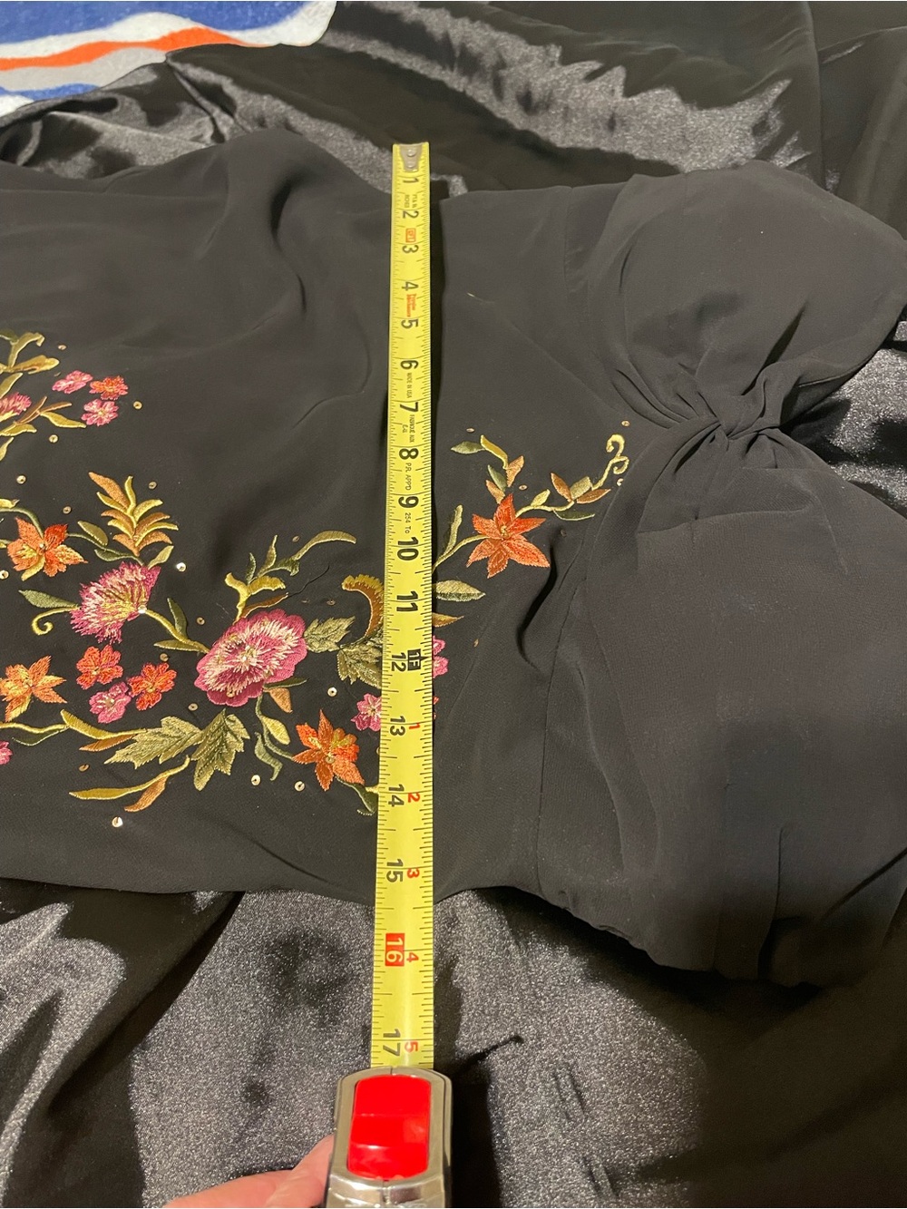 dressbarn Black Maxi Dress with Pink and Gold Floral Embroidery - Picture 5 of 7